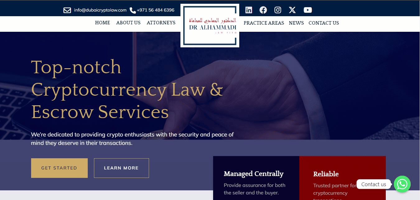 Mockup of Cryptocurrency escrow services website